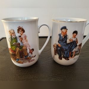 2 Norman Rockwell Collectible Mugs 1982